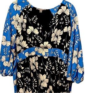 Well made, worn once. lined with sash ties. Navy, light blue and white print.